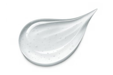 Transparent cosmetic gel texture smear with air bubbles, hydrating serum sample creating a clear liquid swatch