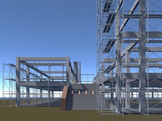3D illustration of building and construction