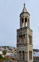 Church`s tower in Hvar, Croatia.