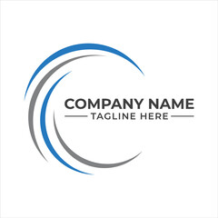 Modern abstract blue and grey circular swoosh logo design template for business solutions