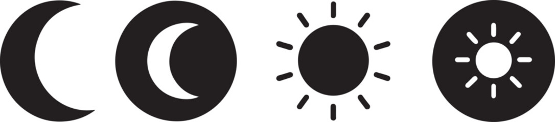 Dark and light mode icon vector for UI themes, night and day switch symbol in EPS format.