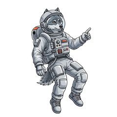 Fototapeta premium Cartoon orange cat jumping with blue arrow logo, energetic and playful feline character design.