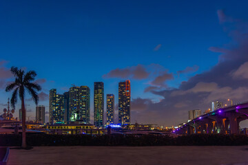 Skyscrapers in Downtown Miami at night