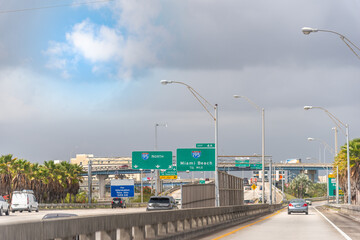Miami Beach exit sign on the 195 highway Northbound