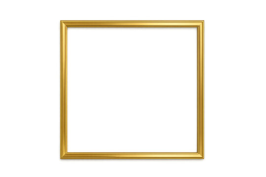 Golden empty frame with transparent background, ideal for displaying artwork, certificates, or portraits