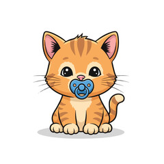 Cartoon orange cat wearing crown and blue scarf sitting on throne chair, king of felines illustration.