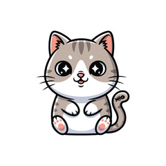 Obraz premium Crystal Cat Portrait, Geometric Feline Art, Blue Ice Kitty Illustration