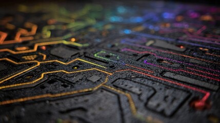 Naklejka premium Colorful circuit board closeup