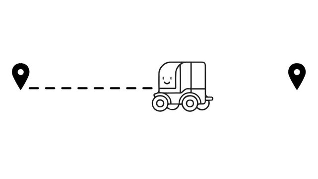 Horse Carriage Line Motion Icon Animation