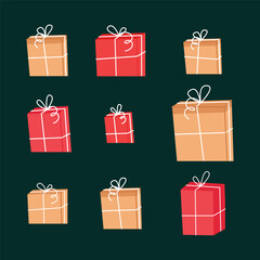 Christmas Gifts Set Vector Illustration