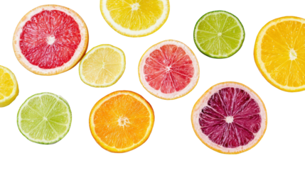 Citrus slices arranged on a black background