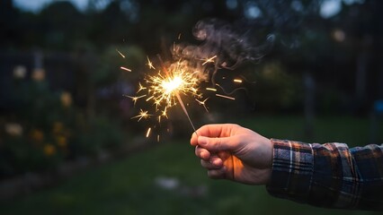 Child Holding Sparkler During Night Celebration.