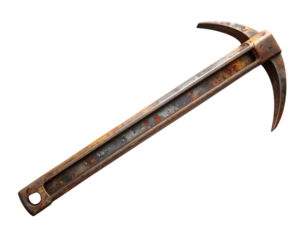 Industrial Crowbar with Curved Claw and Straight End Isolated PNG