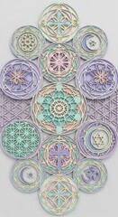 World religions symbols in layered paper cut style design. Interfaith harmony concept.