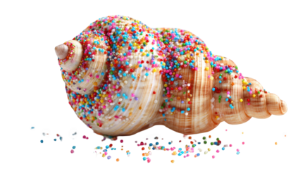 Colorful shell sprinkled with candy