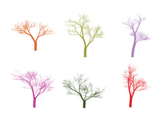 Naklejka premium Colorful Bare Tree Set on White Background