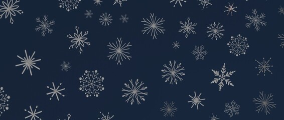 Stylish seamless pattern of snowflakes on a dark blue background. Perfect for Christmas or winter designs. Use