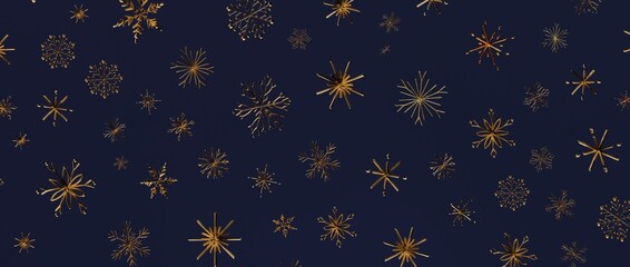 Elegant gold snowflakes on a deep blue background. Perfect for Christmas, winter, and festive designs. Ideal for