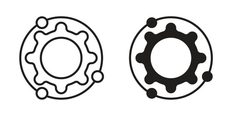 Automation icons. Solid black silhouette and line art outline. Minimal design element,