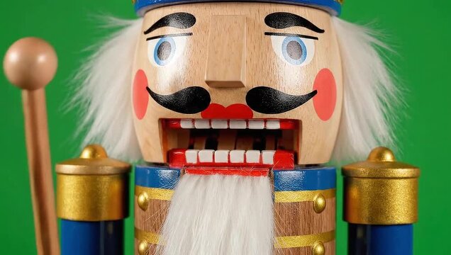 Nutcracker Mouth Mechanism Close Up Green Screen.mp4