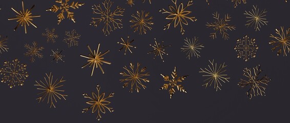 Elegant gold snowflakes on a dark background. Perfect for Christmas, Winter holiday greetings, luxury designs, a © vegefox.com