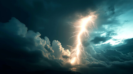 Lightning Bolt Splitting Storm Clouds