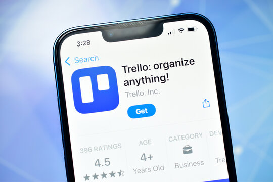 New Delhi, India 11 December :- Trello Organize Anything App Store Page on Smartphone Screen