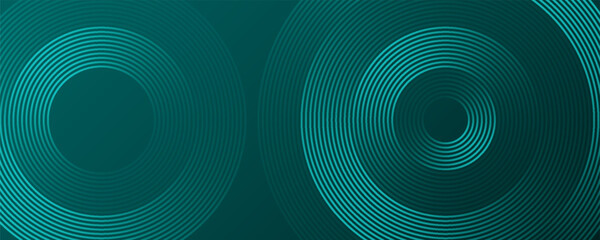 Green abstract background with glowing circles. Swirl circular lines pattern. Geometric spiral. Twirl element. Modern graphic design. Futuristic technology concept. Vector illustration