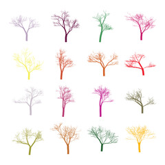 Obraz premium Set of Multi-Colored Bare Tree Vector 