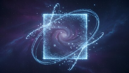 Abstract Digital Technology Background with Glowing Light Effects.