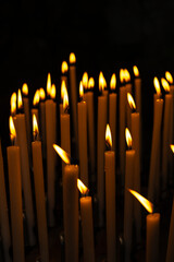 Candles lit in a Catholic church