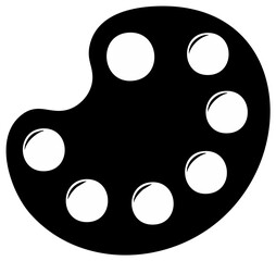 Fototapeta premium Stylized black and white painter's palette with paint blobs design