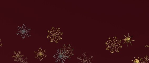 Christmas background with gold and silver snowflakes. Perfect for seasonal designs, winter promotions, and hol
