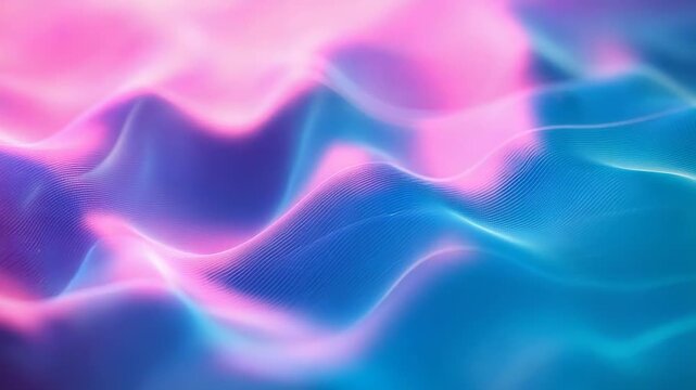 Abstract digital waveform creating a vibrant gradient background with smooth, rippling lines and glowing lights, representing data, technology, and energy flow