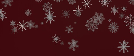 Abstract falling snowflakes over burgundy backdrop, festive design for seasonal holidays and events. Perfect fo