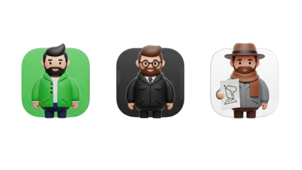 3D Cartoon Characters Representing Different Professions