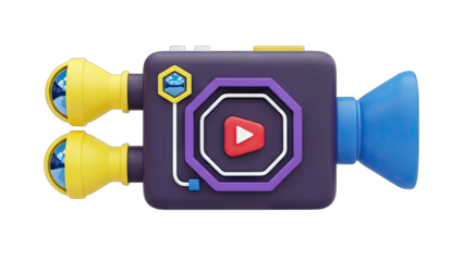 3D Cartoon Video Camera Recording Content on White