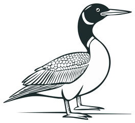 Obraz premium Illustration of a stylized loon in black and white