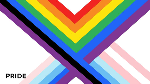 Pride Flag Diagonal Stripes with Text and Transgender Symbol Background