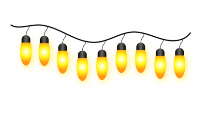 Glowing yellow decorative festive bulb string lights decoration design