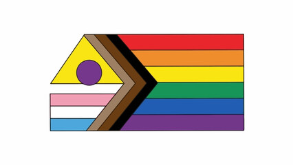 Progress Pride Flag and Intersex Inclusive Rainbow Symbol Graphic Illustration