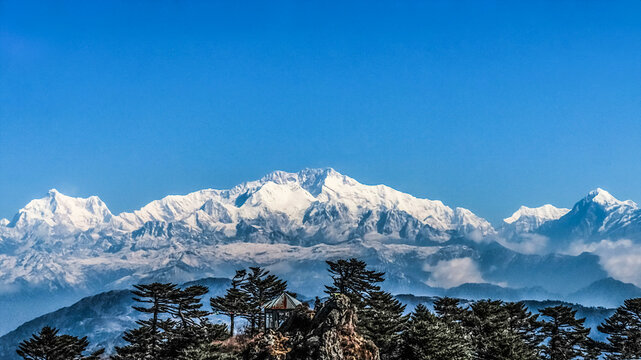 snow covered mountains, Kanchenjunga.