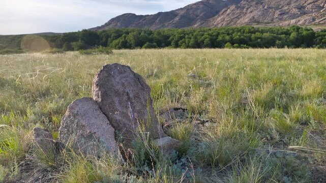 Stone tombstone of nomadic tribes.