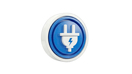 Obraz premium 3D Electric Plug Icon on White Background