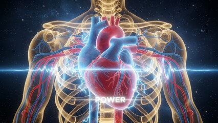 Digital Illustration of Human Heart and Cardiovascular System.
