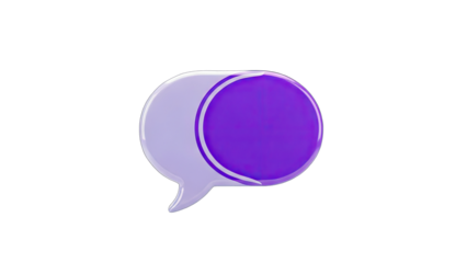 3D Purple Chat Bubble Icon on White Background