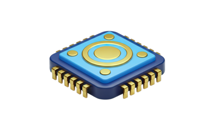 3D Render of a Computer Chip on White Background