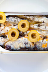 Can of canned oil sardines