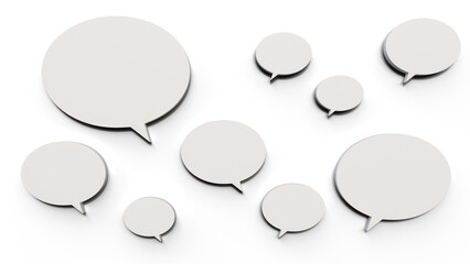 Speech bubbles isolated on a background. Set of speech bubbles. 3d illustration. Blank speech bubbles for offer, text, discount, sms, chats and interests.