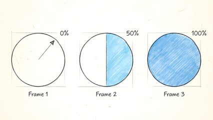 Progression of Circular Shapes with Shading and Percentage Indicators.